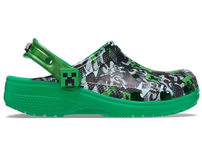 crocs classic clog minecraft black green kids – Crocs Slides Collection for All-Day Comfort